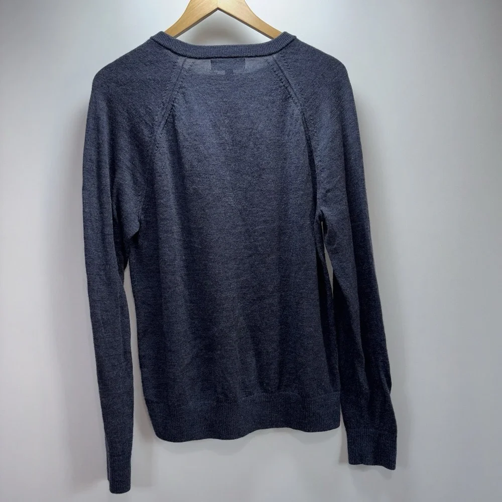 Banana Republic 100% Merino Wool Sweater Blue Crew Neck Long Sleeve Men's L